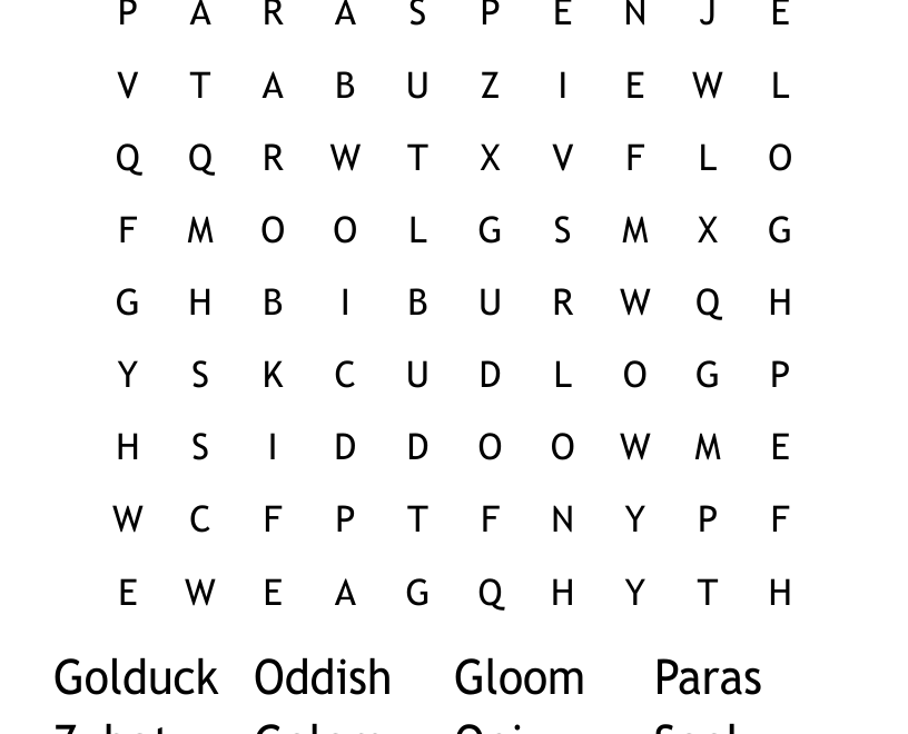 Pokemon Word Search WordMint
