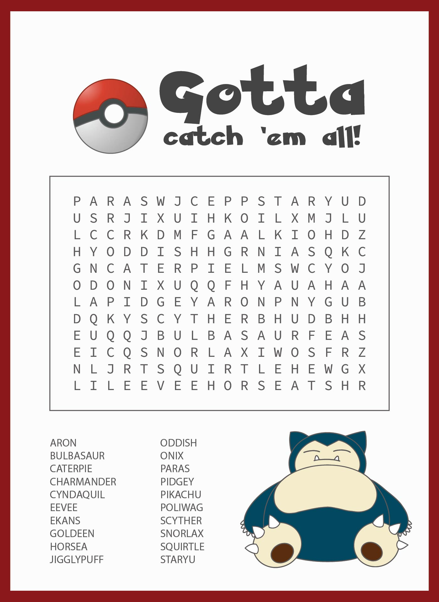 Pokemon Word Search Worksheets Library