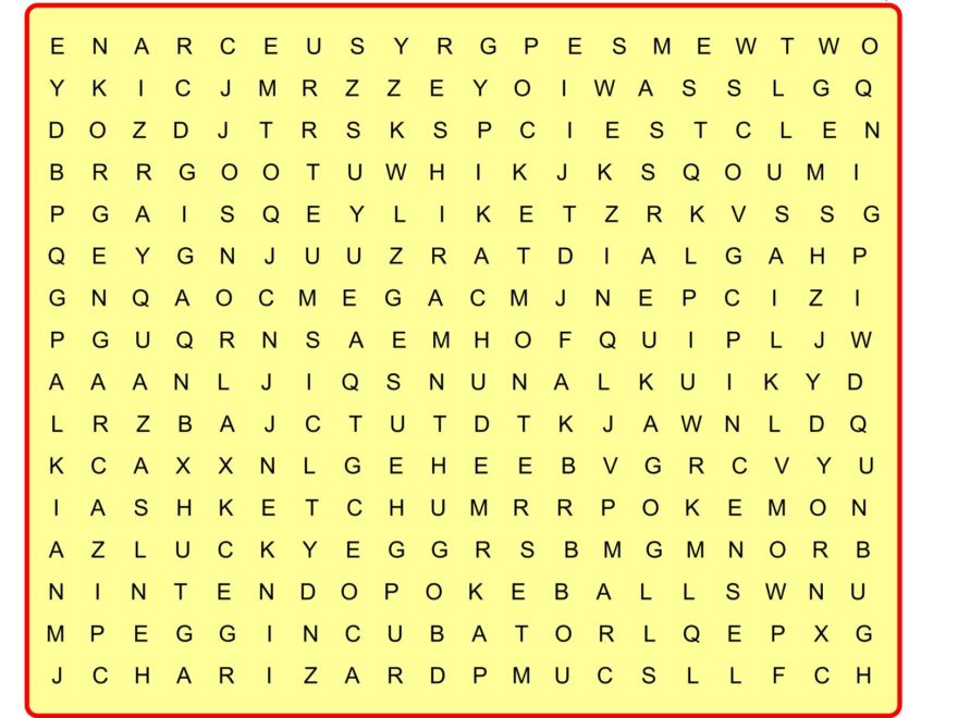 Pokemon Word Search Worksheets Library