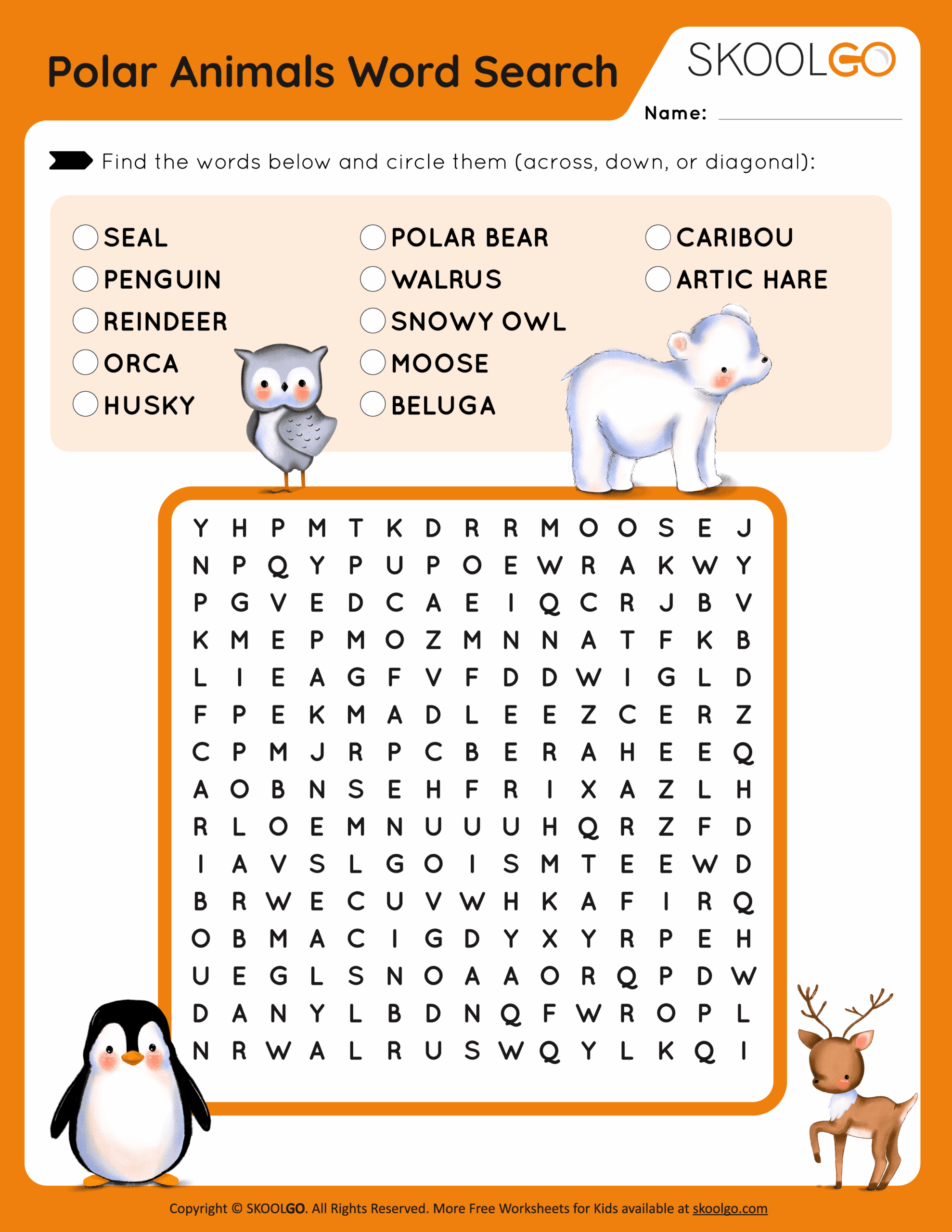 Free Animal Word Search Printable