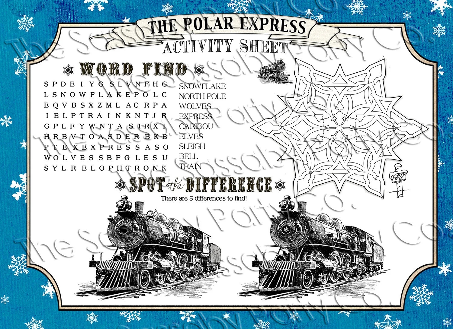 Polar Express Activity Sheets INSTANT DOWNLOAD Printable Blue Birthday Christmas Party Games Coloring Maze Find A Word Xmas Train Etsy