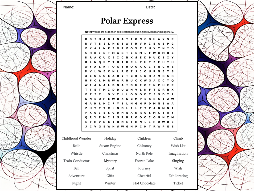 Polar Express Word Search Puzzle Worksheet Activity Teaching Resources