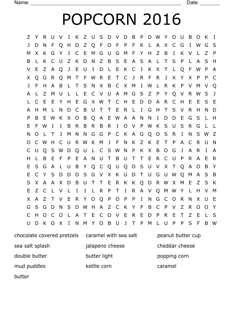 Popcorn Word Search WordMint
