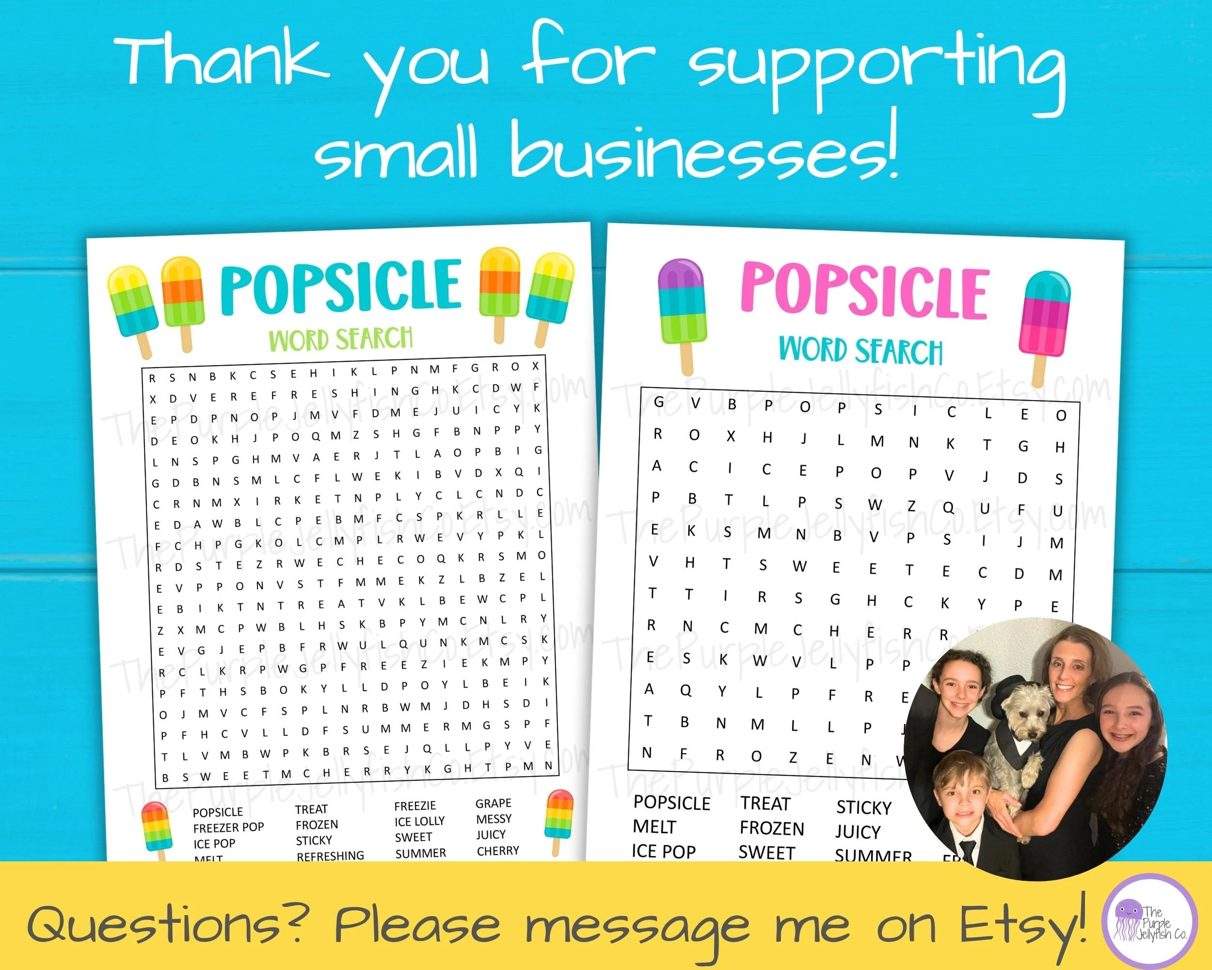 Popsicle Word Search Puzzle Fun Summer Activity For Kids Teens Adults End Of Year Classroom Printable Popsicle Party Idea Ice Pop Game Etsy