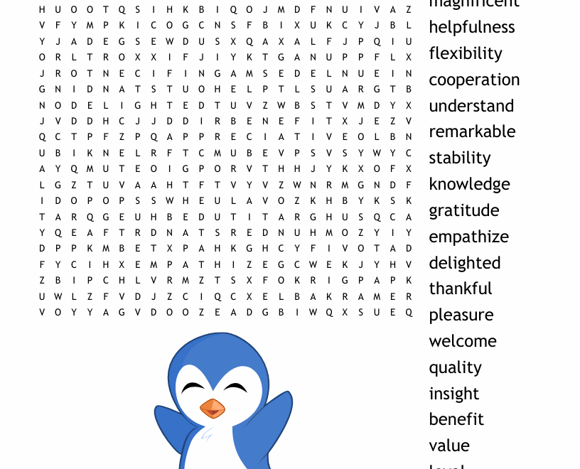 Positive Words Word Search WordMint