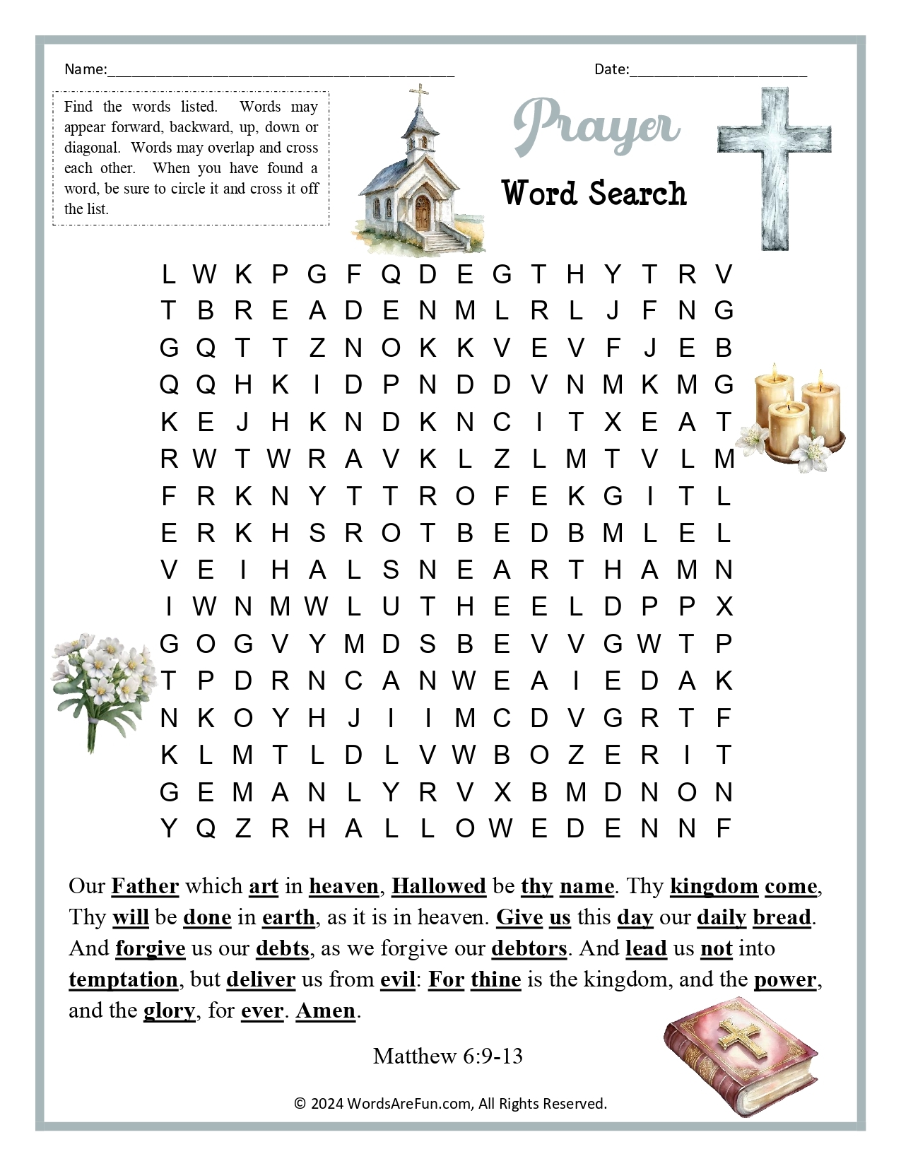 Christian Word Search Printable