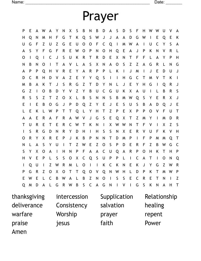 Prayer Word Search WordMint