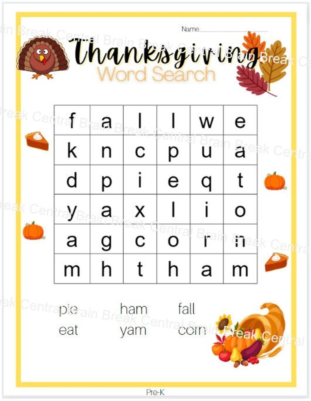 Printable Thanksgiving Word Search For Middle School