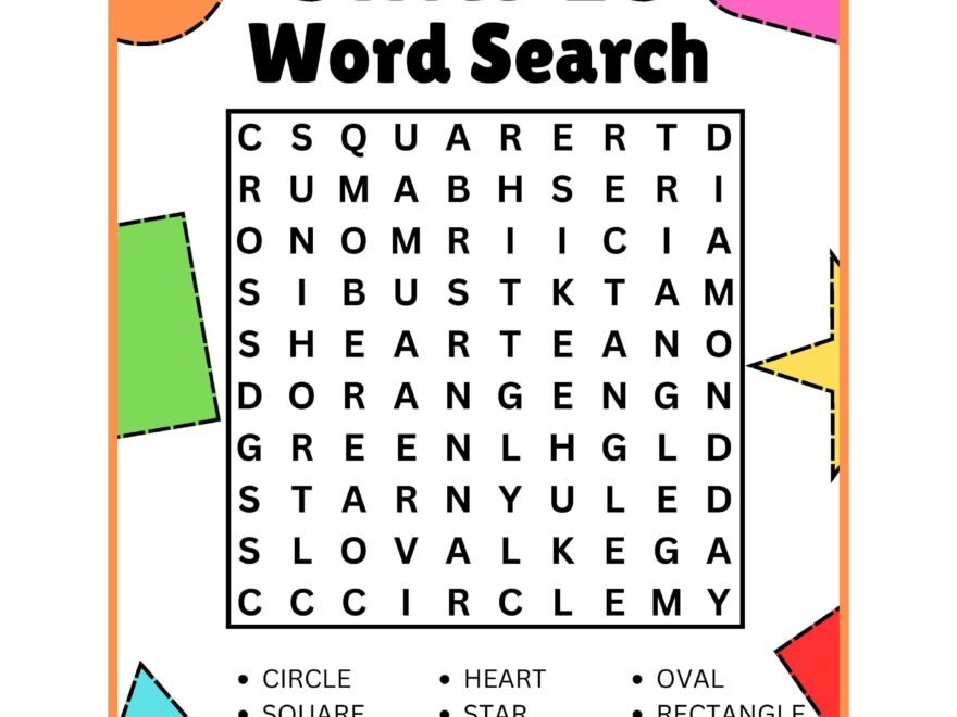 Preschool Kindergarten Basic Shapes Word Search Puzzle Worksheet Activity Made By Teachers
