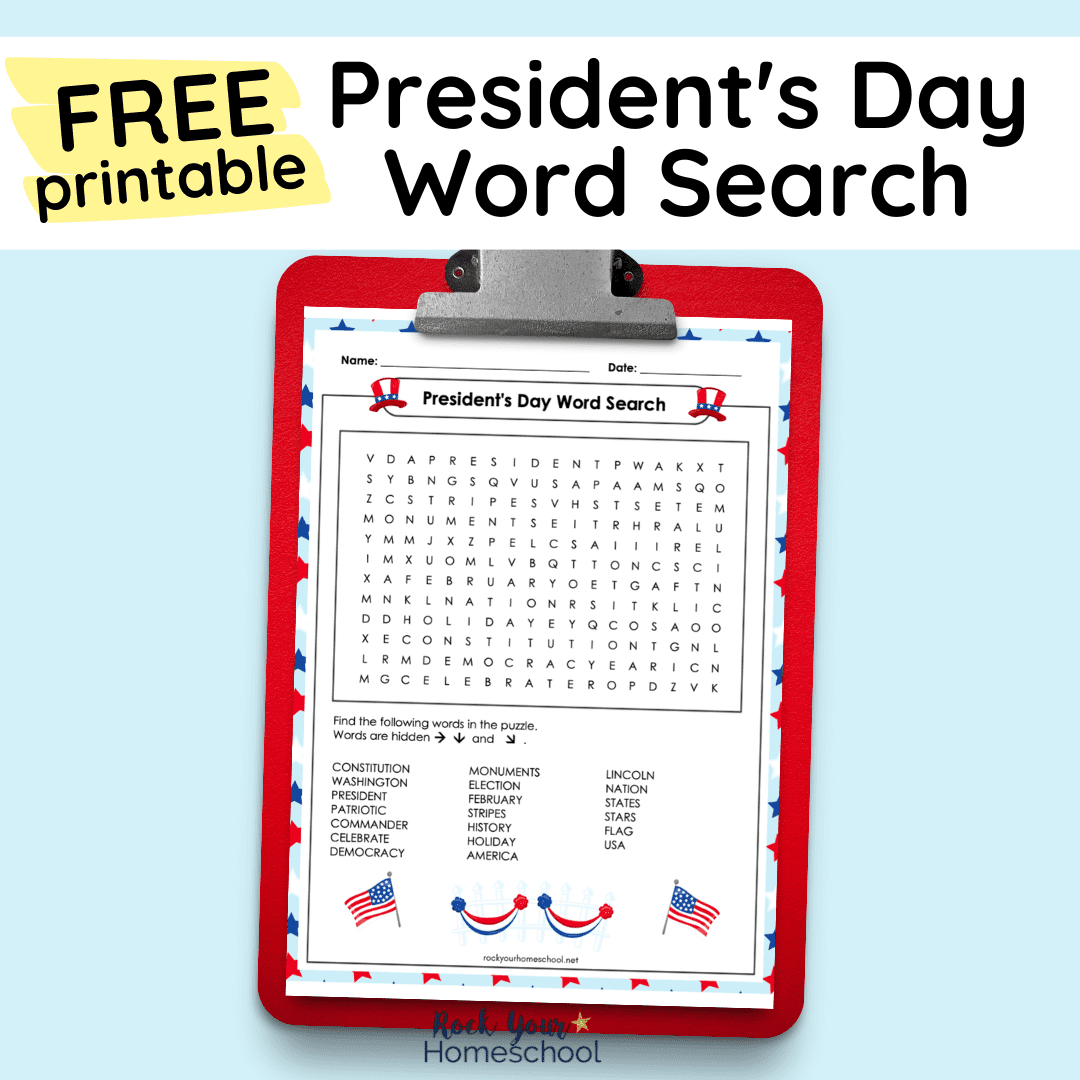 President s Day Word Search Rock Your Homeschool
