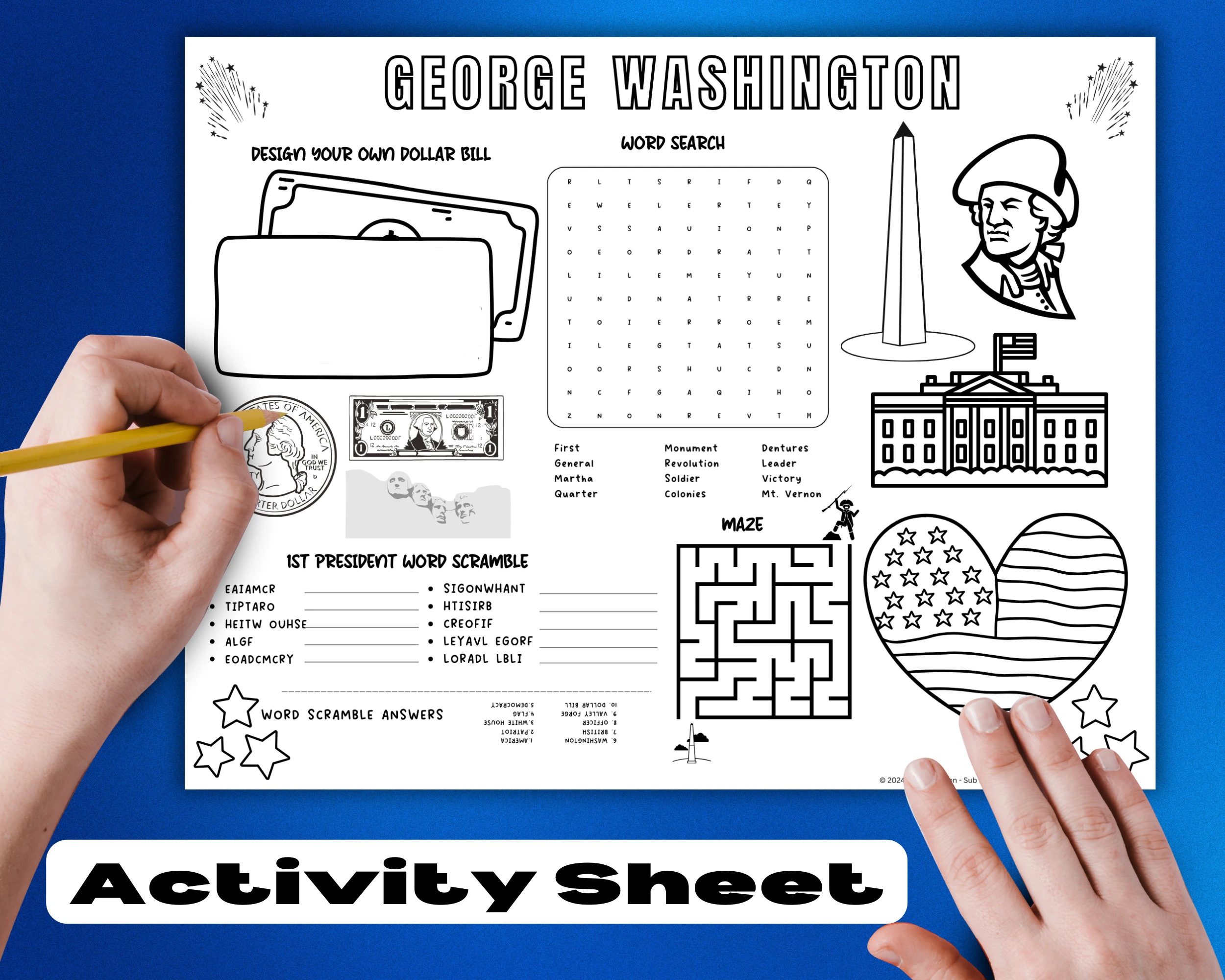 President Day Word Search Printable