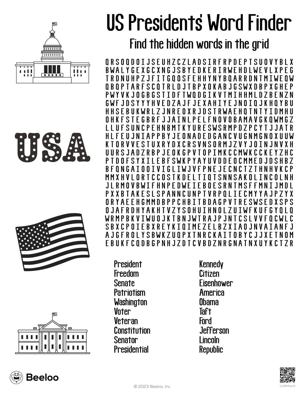 Presidents Day themed Word Searches Beeloo Printable Crafts And Activities For Kids