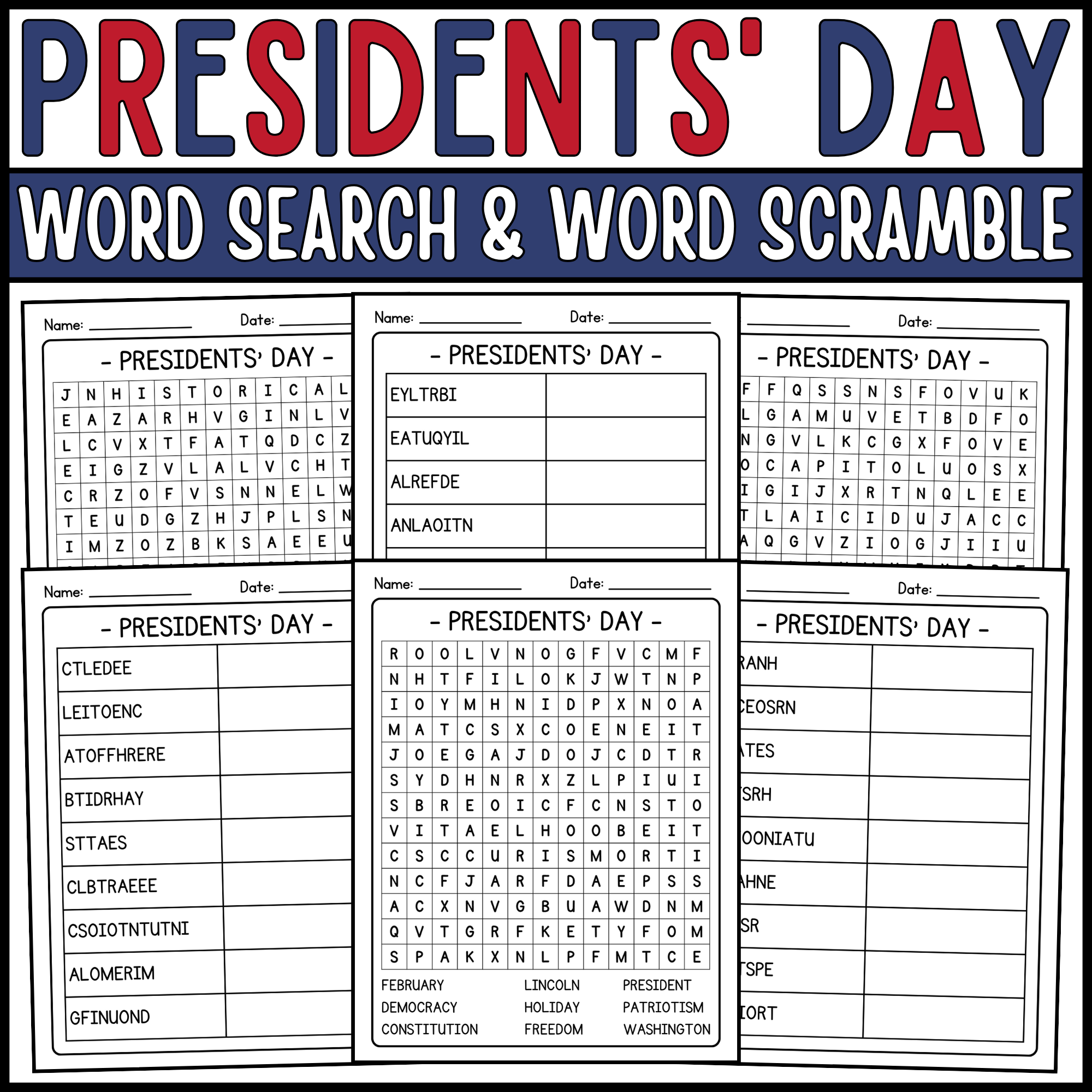 Free Printable Word Search Presidents