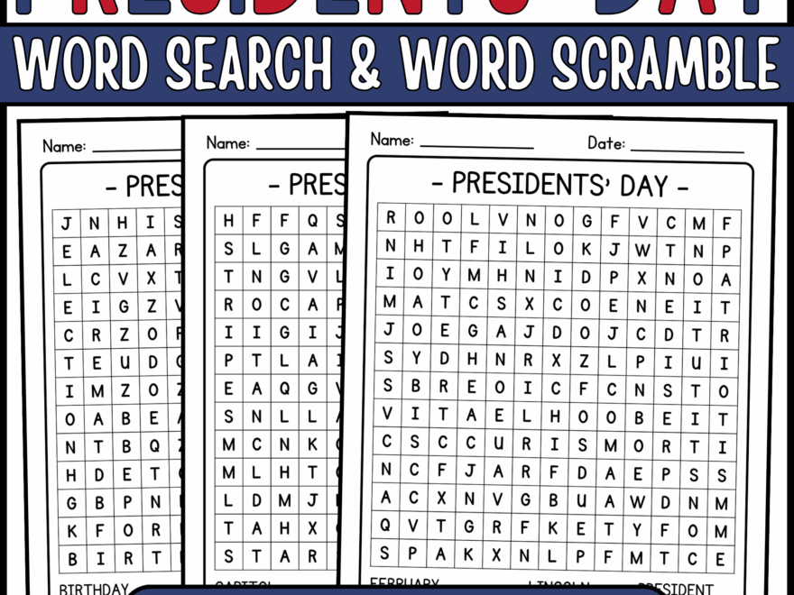 Presidents Day Word Search Word Scramble Presidents Day Vocabulary Activities Made By Teachers