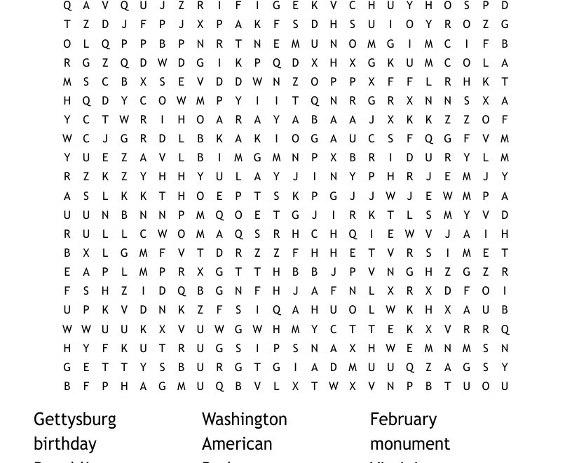 Presidents Day Word Search WordMint