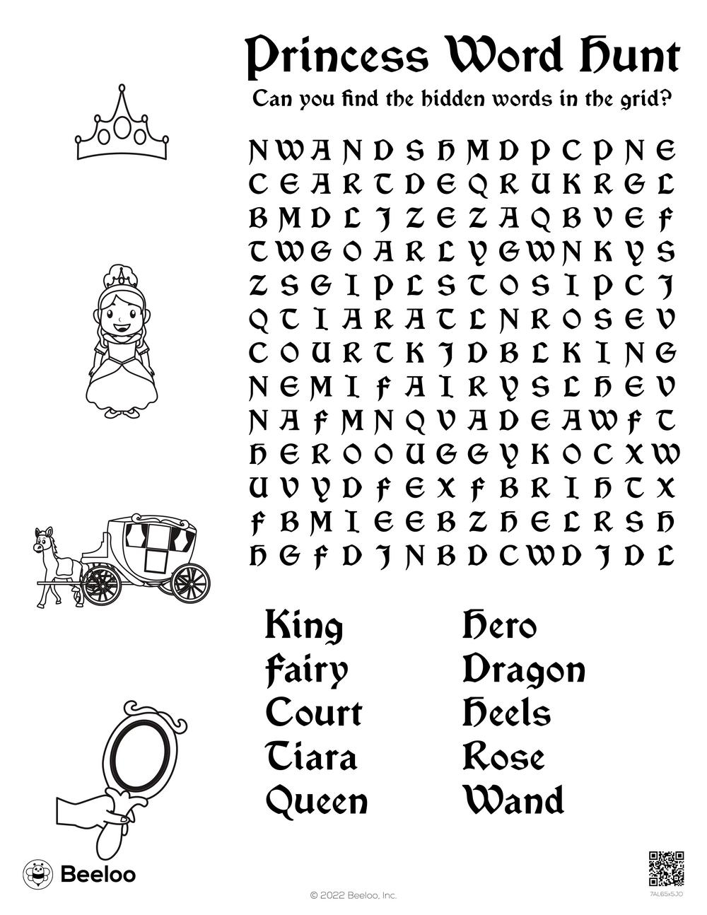 Princess Word Hunt Beeloo Printable Crafts And Activities For Kids