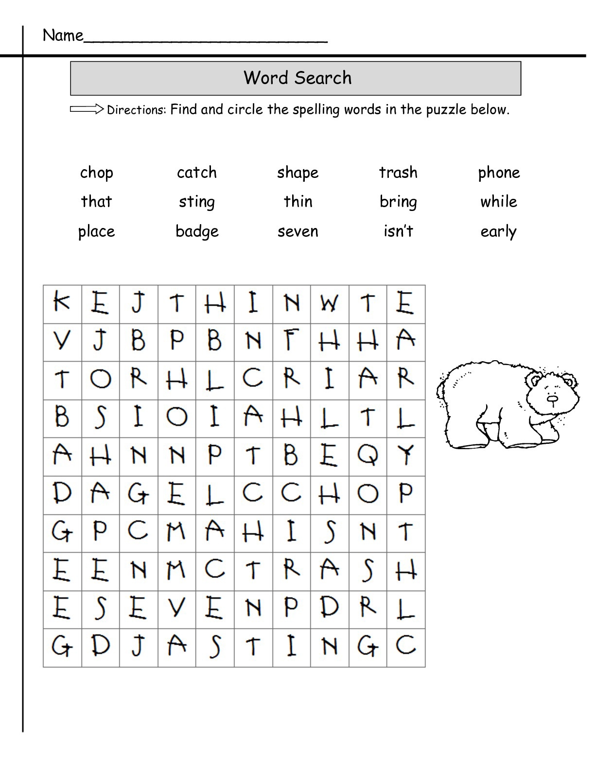 2nd Grade Word Search Puzzles Free Printable