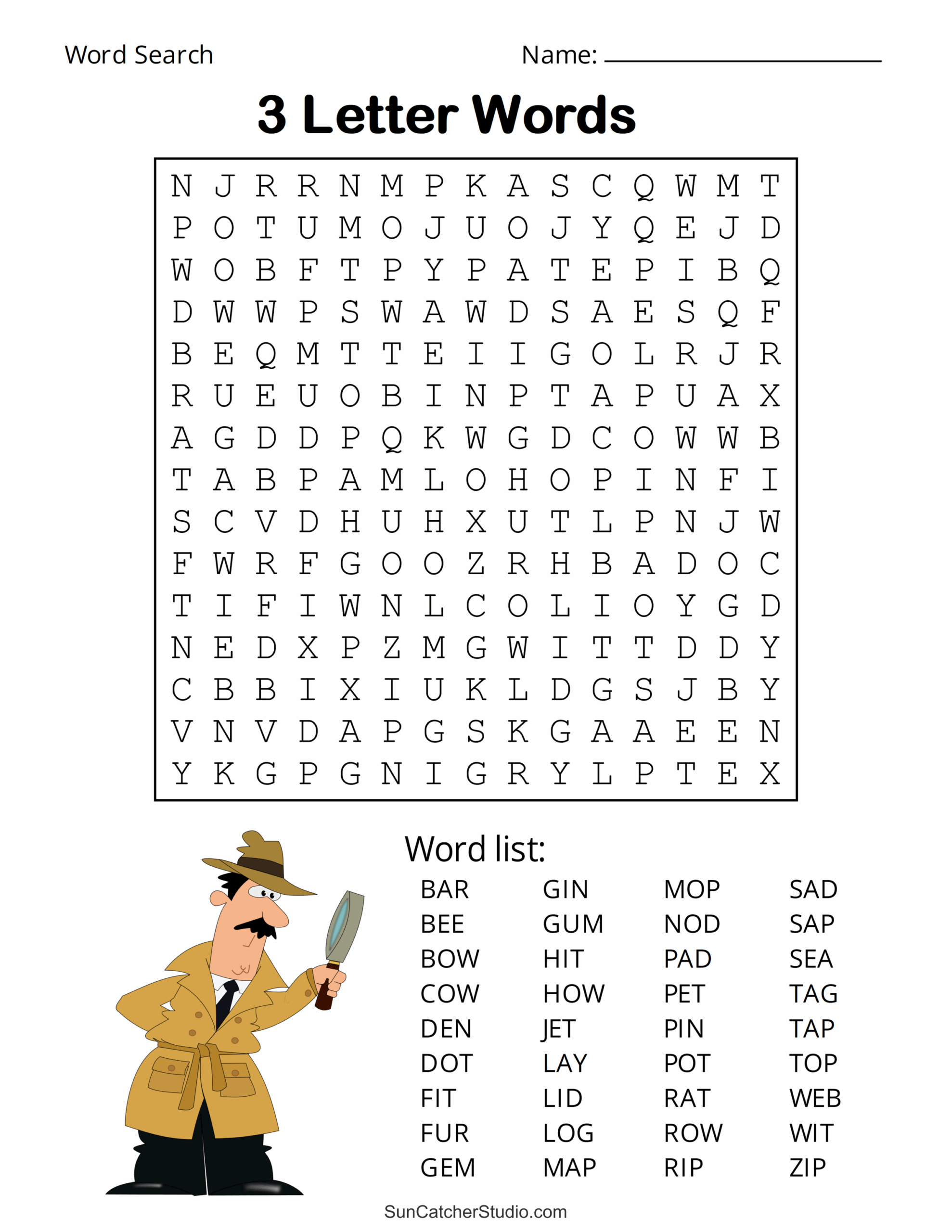 Printable Big Letter Word Search