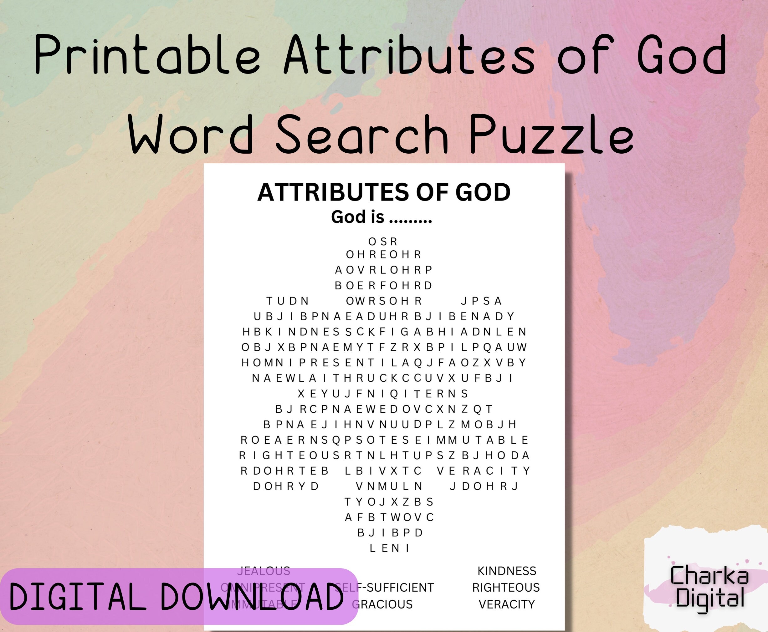 Printable Attributes Of God Word Search Puzzle Names Of God For Kids Bible Study Sunday School Teaching Resources Etsy