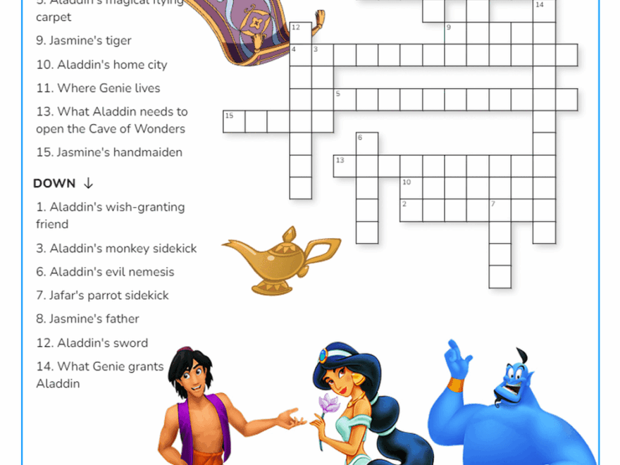 Printable Disney Crossword Puzzles Worksheets Download