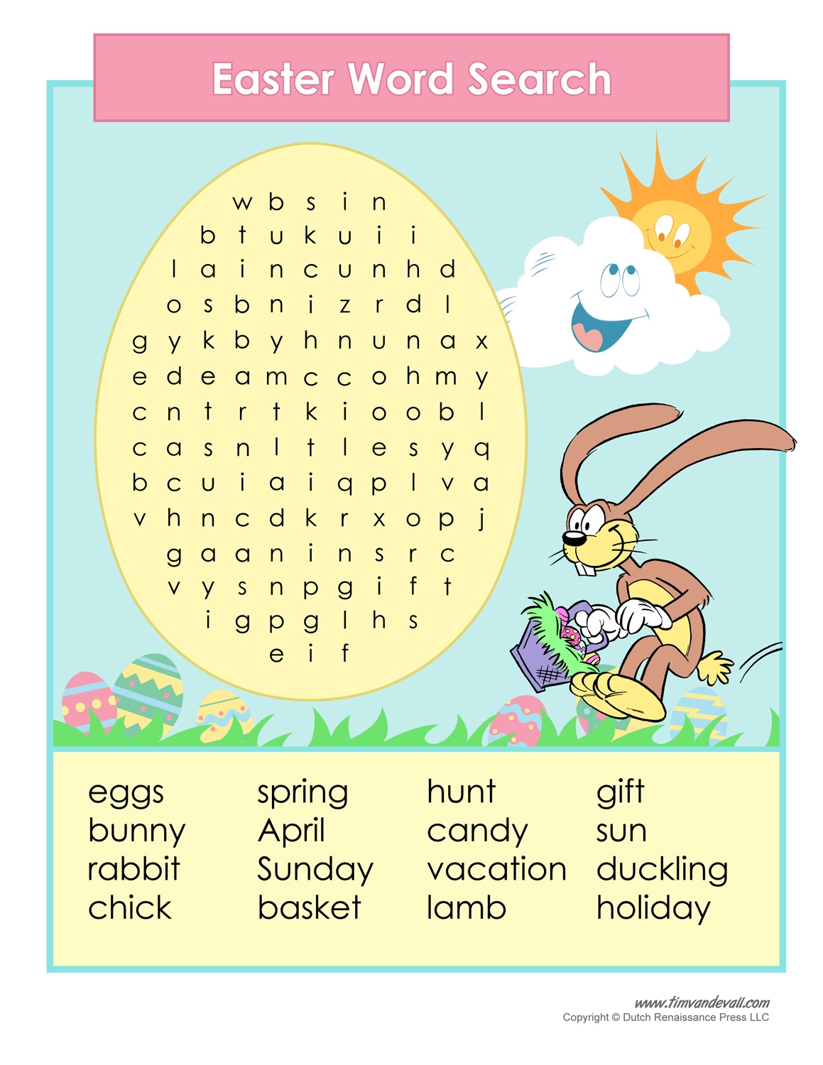 Easter Egg Word Search Free Printable