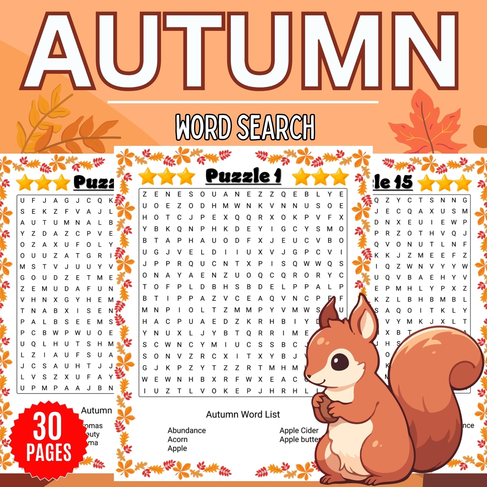 Printable Fall Autumn Word Search Puzzles With Solution September Activities Made By Teachers