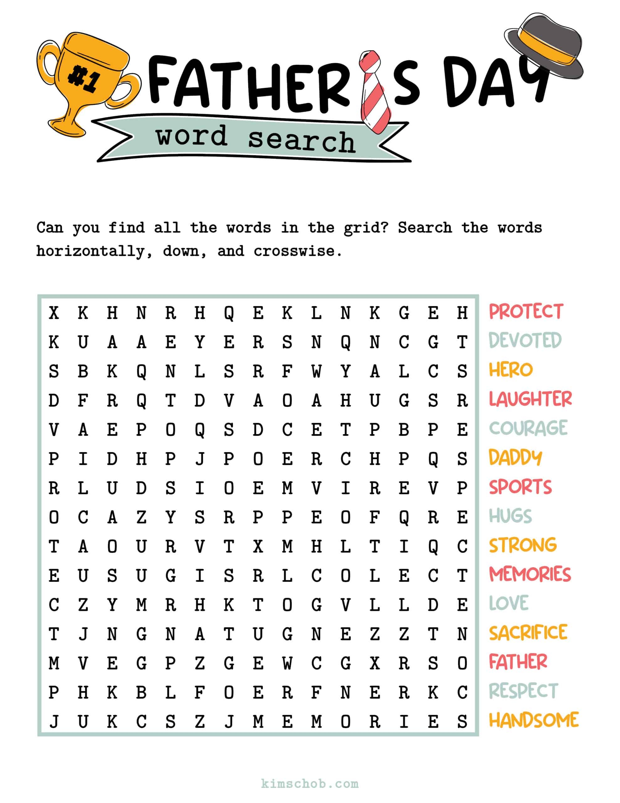 Free Printable Fathers Dasys Word Search