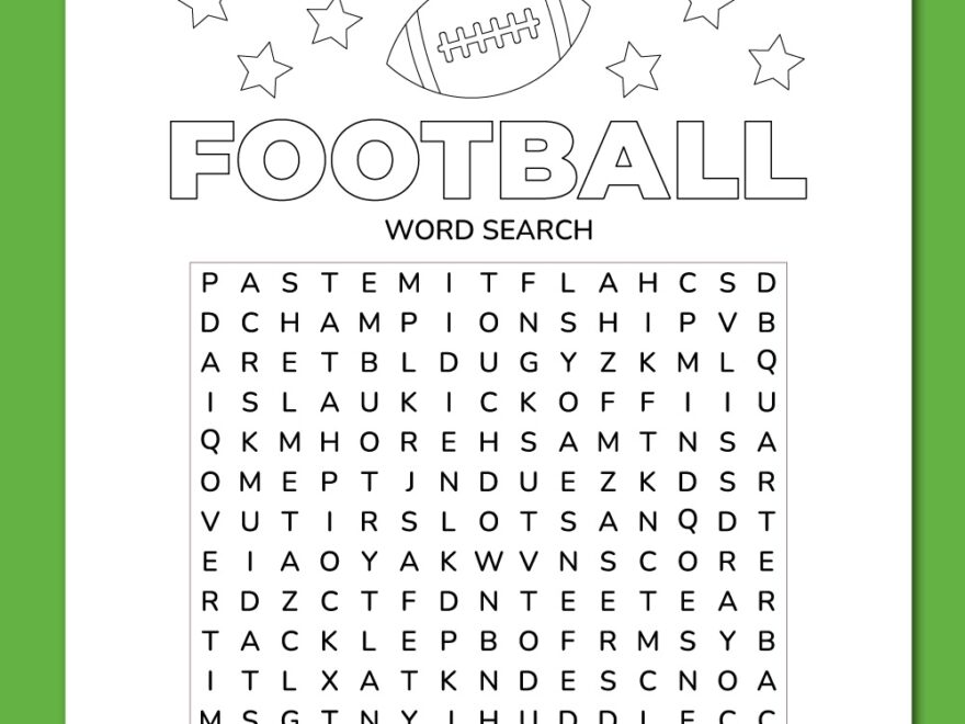 Printable Football Word Search Chevron Lemon