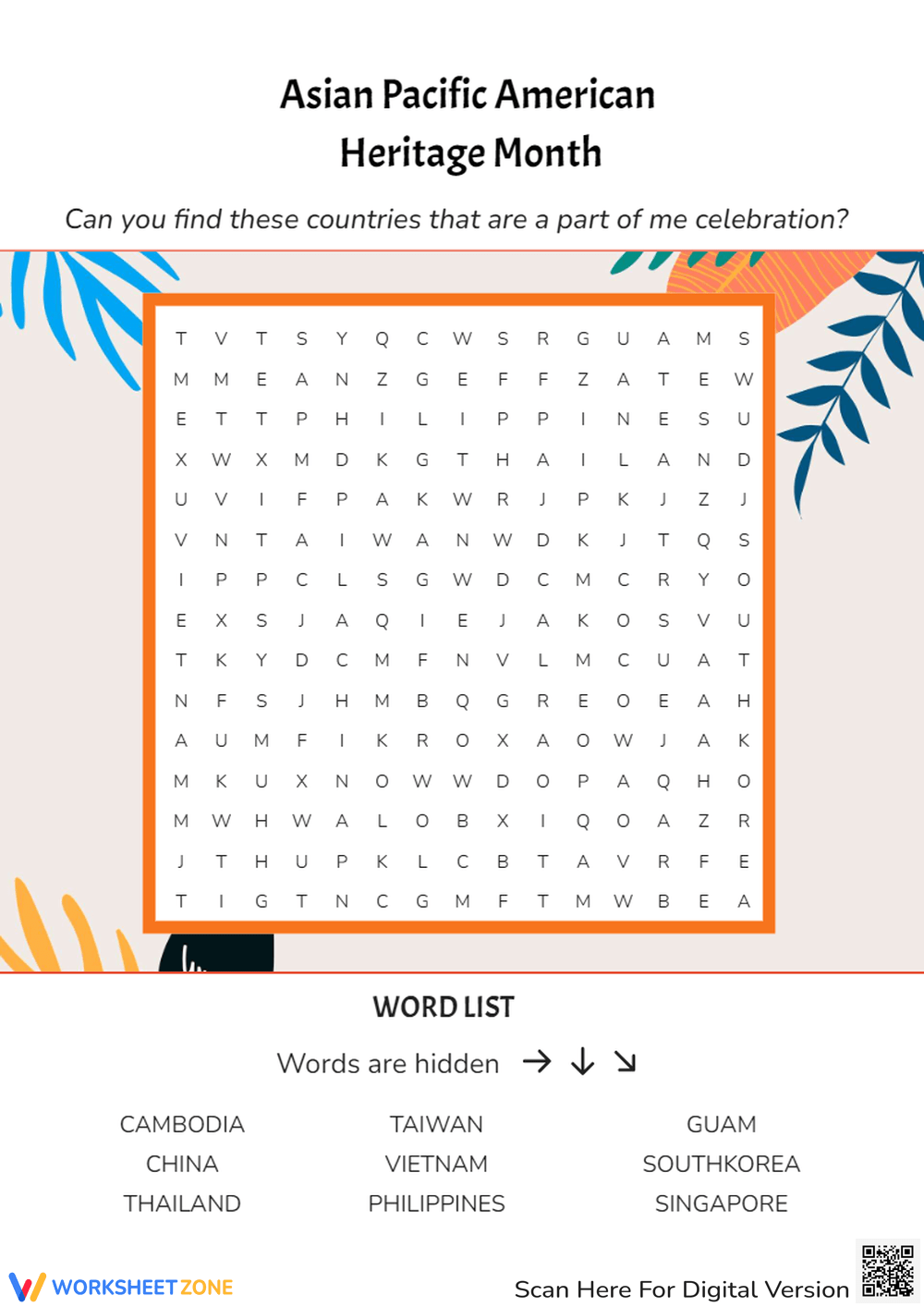 Printable Grade 2 Asian Pacific American Heritage Month Worksheets