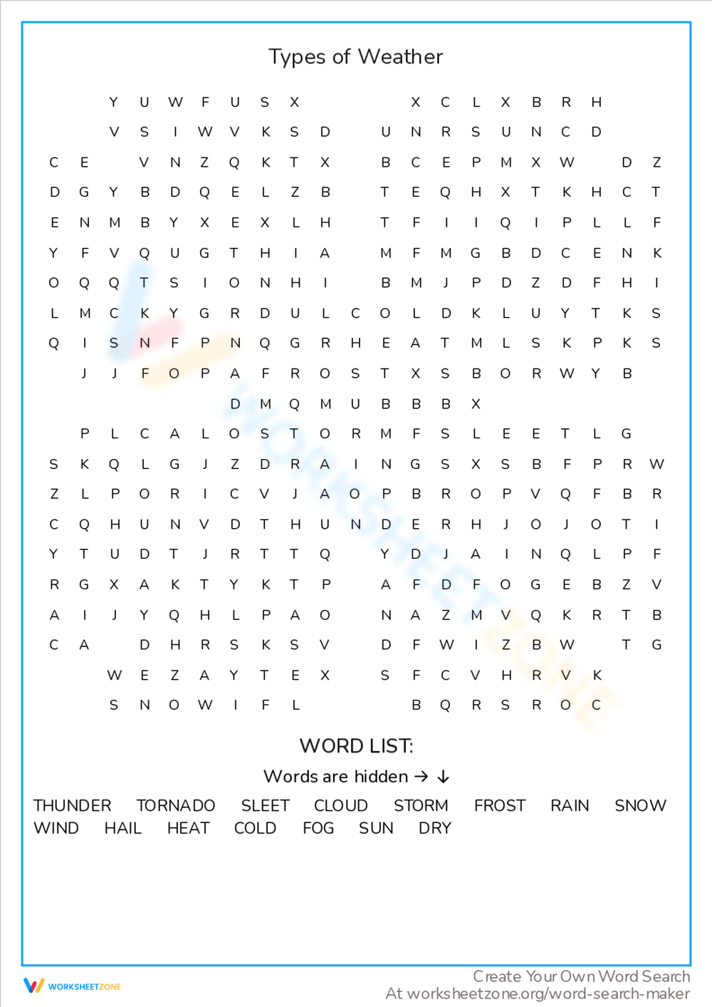 Weathering Word Search Printable
