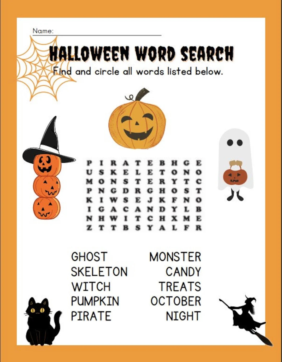 Printable Halloween Word Search Vocabulary ELA Worksheet Page Prek 5th Grade Etsy