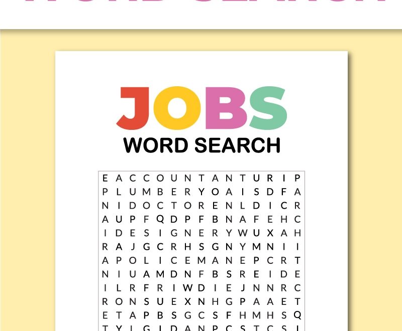Printable Jobs Word Search Chevron Lemon