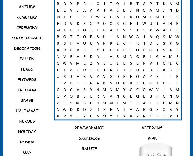 Printable Memorial Day Word Search Worksheets Library