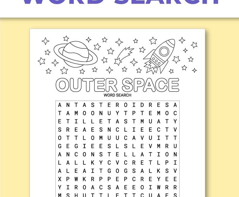 Printable Outer Space Word Search Puzzle Chevron Lemon