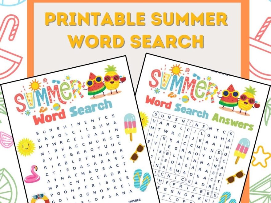 Printable Summer Word Search And Answer Key Etsy