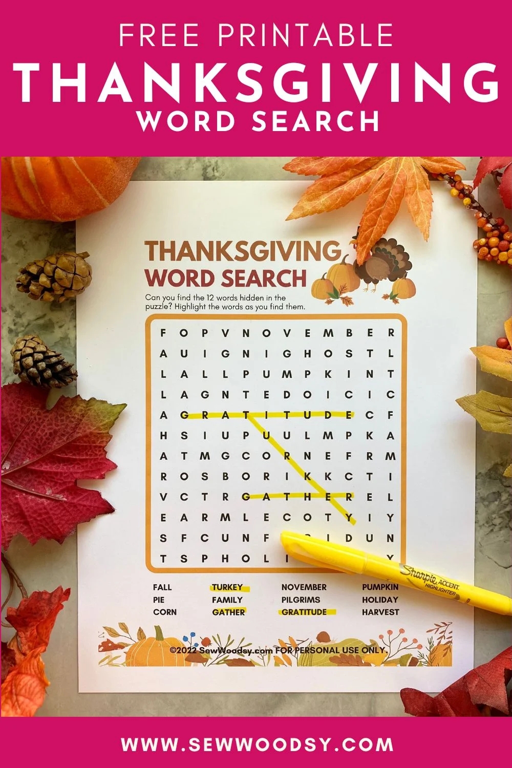 Printable Thanksgiving Word Search Sew Woodsy Printable Thanksgiving Word Search Sew Woodsy