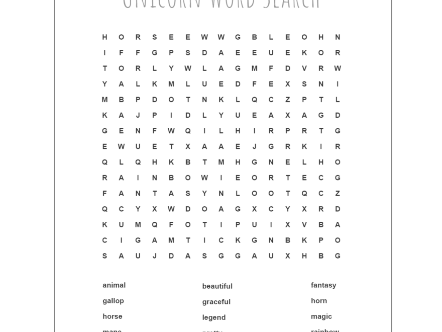 Printable Unicorn Games And Puzzles