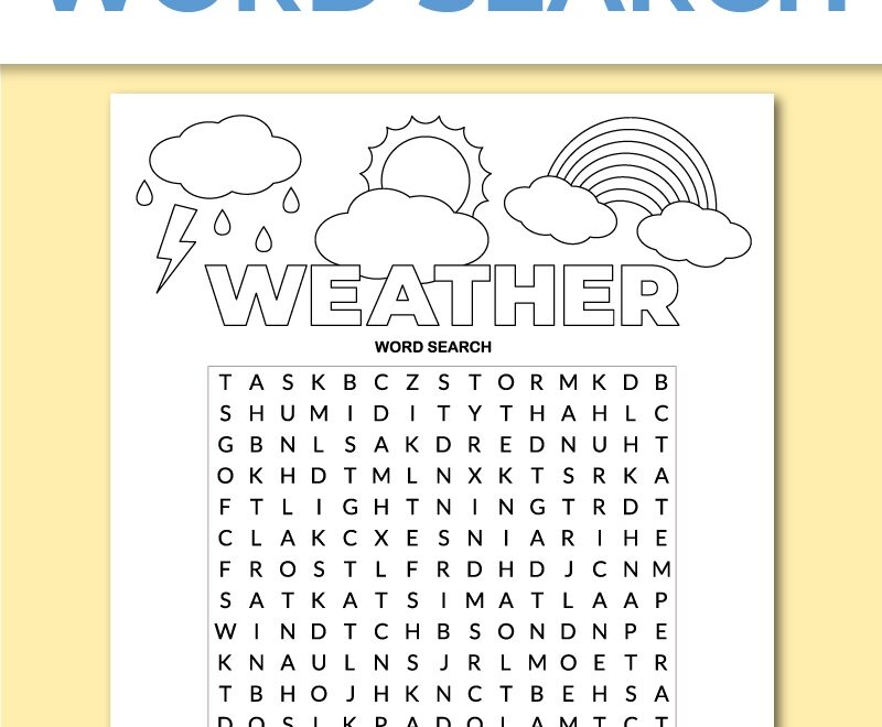 Printable Weather Word Search Chevron Lemon