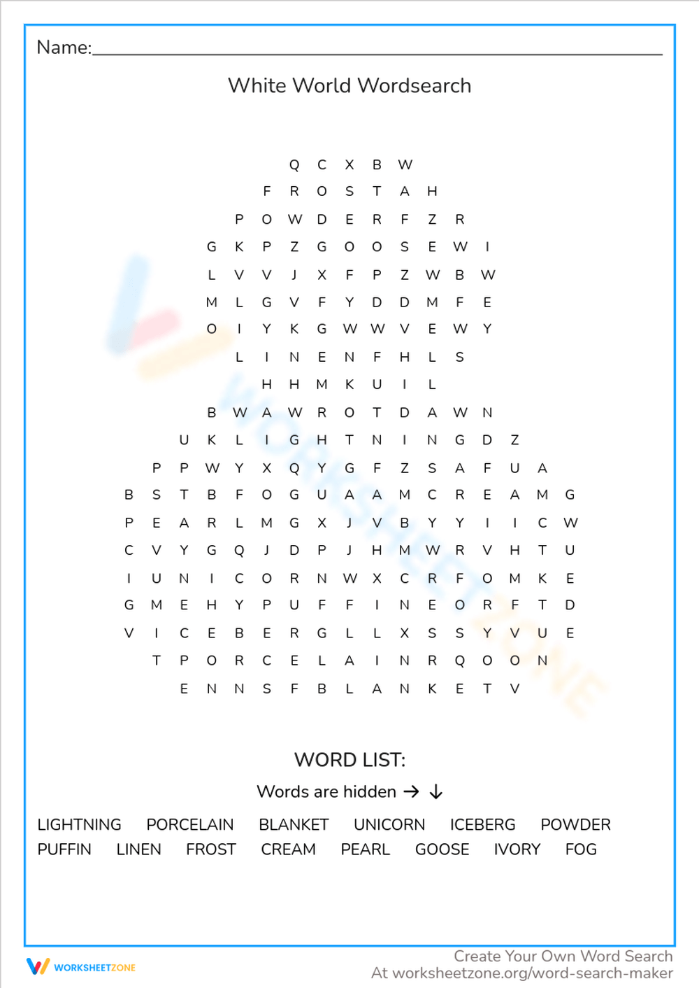 Printable Make Your Own Word Searches