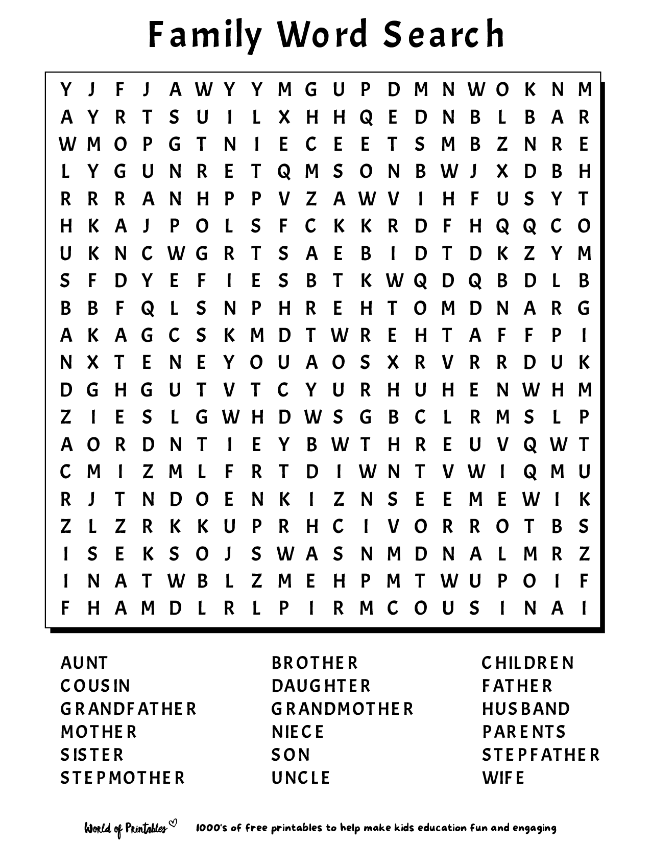 Printable Color Word Search