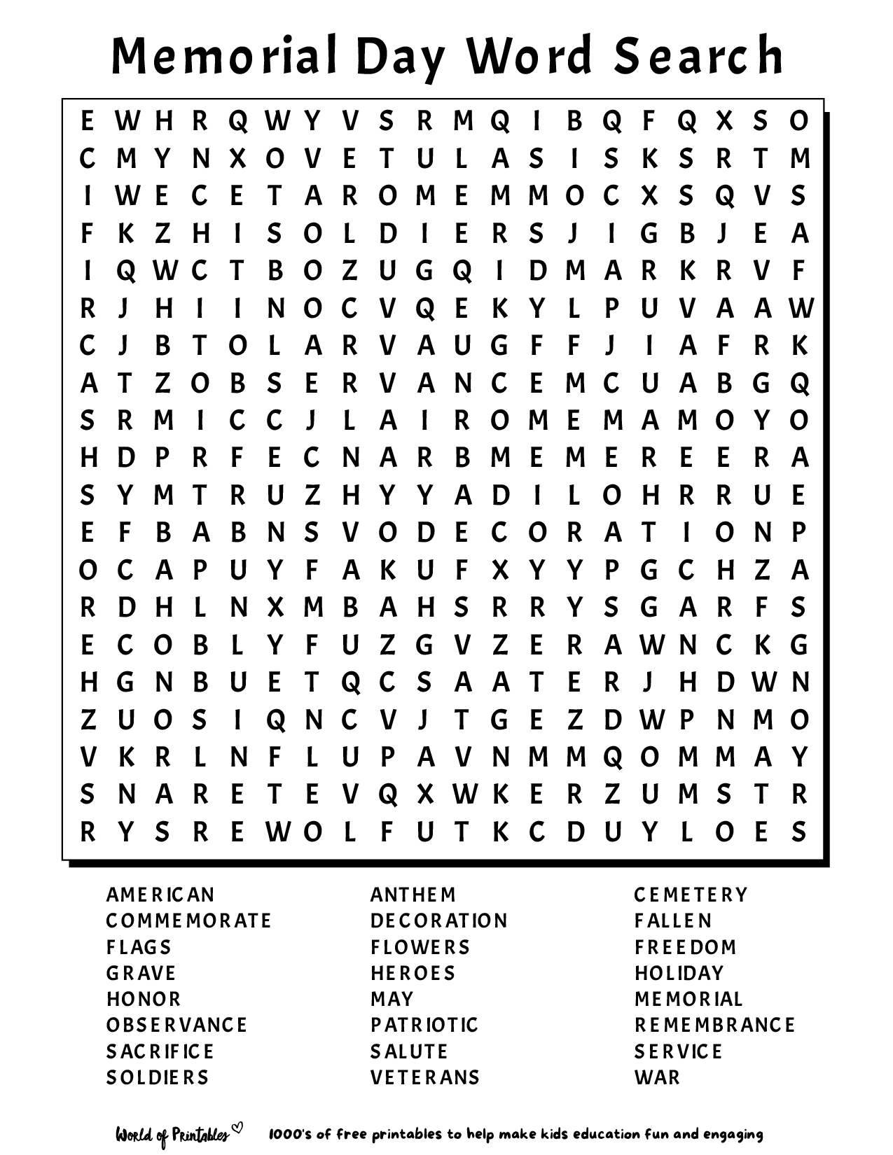 Printable Word Search World Of Printables Worksheets Library