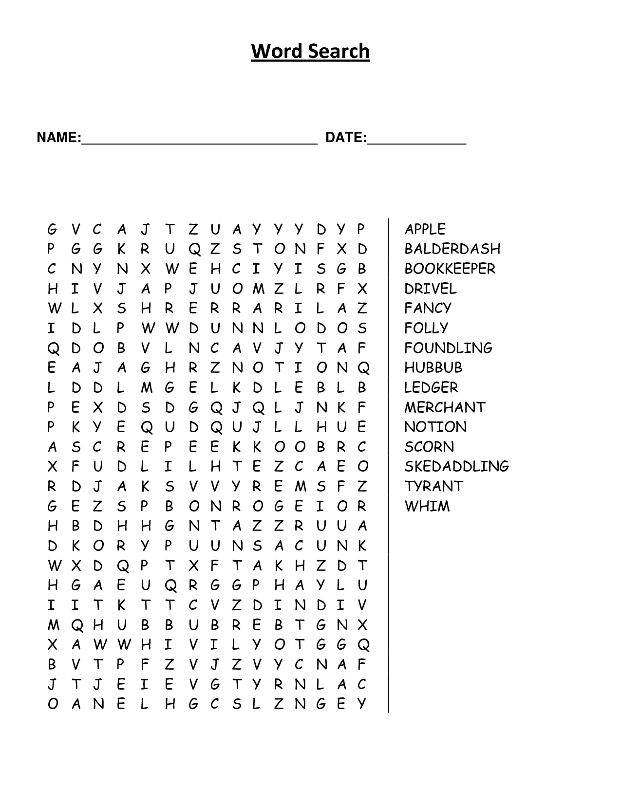 Printable Word Searches Worksheets Library