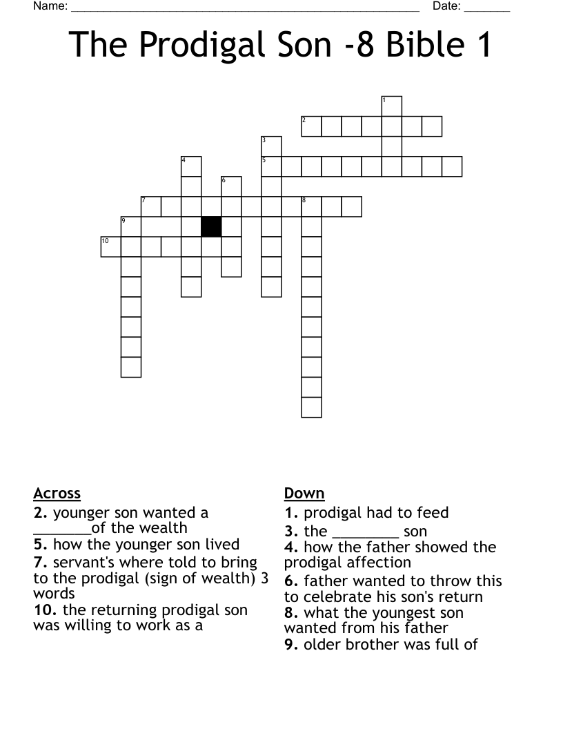 Prodigal Son Word Search WordMint
