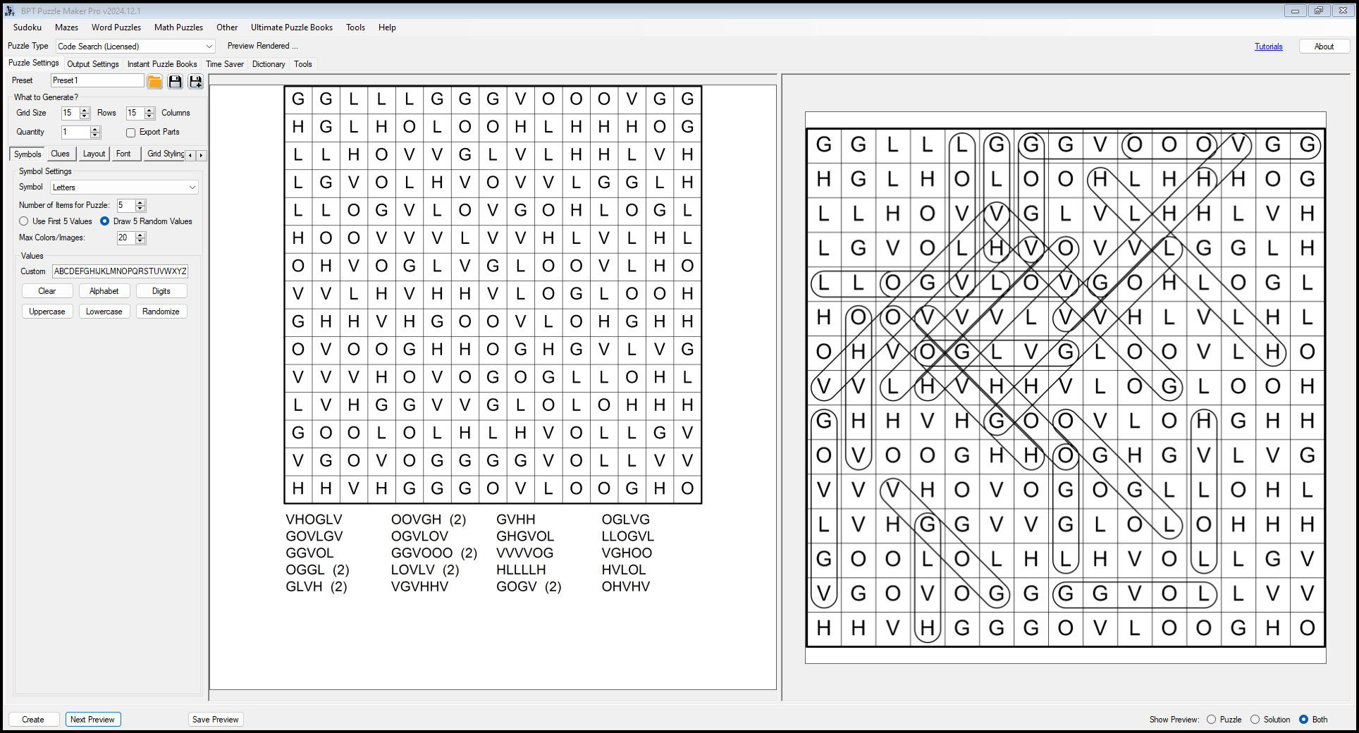 Puzzle Maker Pro Letter Code Search BookPublisherTools