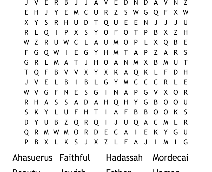 Queen Esther Word Search WordMint