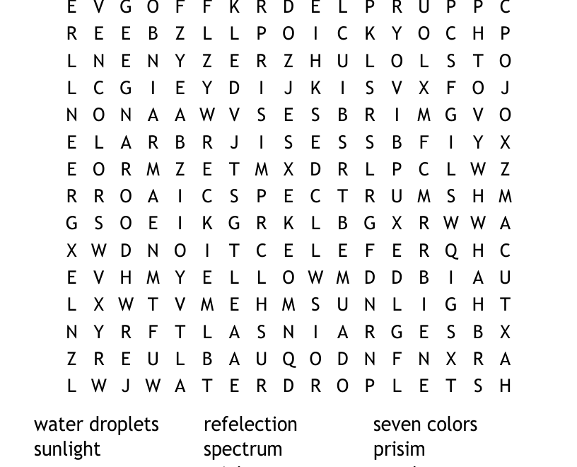 Rainbow Word Search WordMint