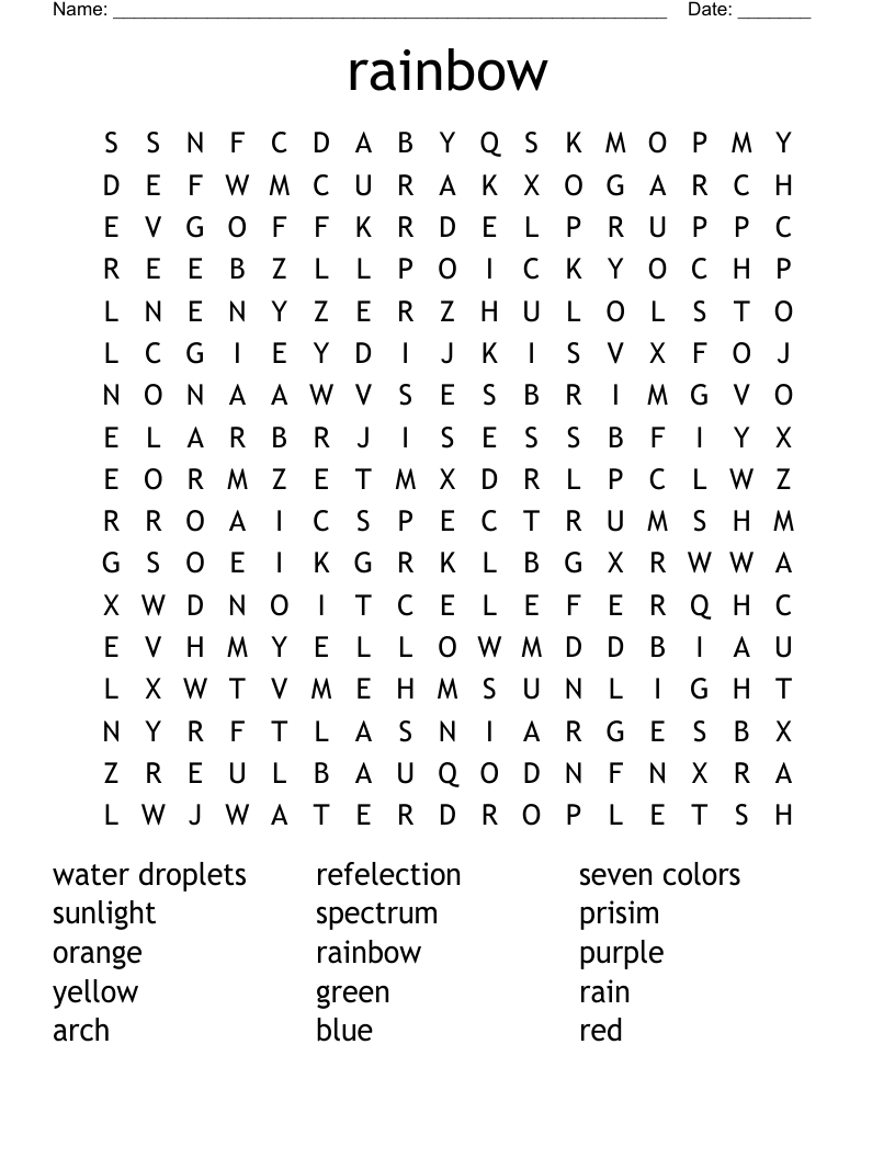 Rainbow Word Search WordMint