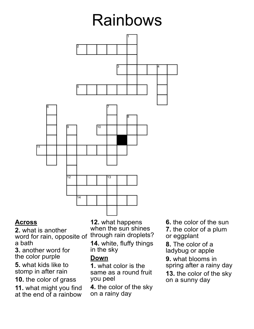 Rainbows Crossword WordMint