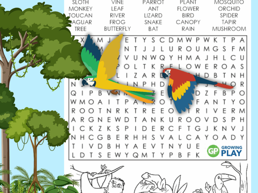 Rainforest Word Search Puzzle Free Printable Growing Play