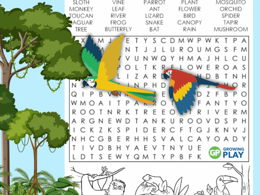 Rainforest Word Search Puzzle Free Printable Growing Play